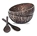 Natural Coconut Bowls and Coconut Spoons (Set of 2 Bowls and 2 Spoons) - 100% Natural Serving Bowls - Vegan - Organic - Hand Made - Eco Friendly - Made from Reclaimed Coconut Shells - by Coco Co.