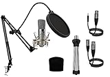 Audibax Berlin 1800 Silver Edition Pro Pack Micrófono Estudio + Soporte + Antipop + Cables