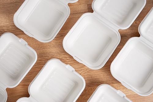 Love Nature Ökologische Burger Verpackung 50 Stück - Burgerboxen - Burger Box - Menüschalen - Einweggeschirr Zuckerrohr - Menübox Einweg