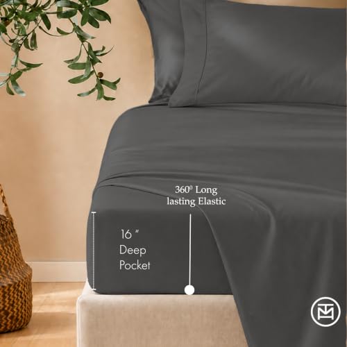 Image of Threadmill 600 Thread Count Cotton King Sheet Set, Sateen, Dark Grey