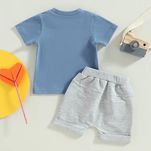 Baby Boy Fathers Day Outfit Toddler Daddy Dad Mamas Matching Summer Clothes Letters Short Sleeve T-shirt Shorts Set (B6 DAD Blue, 3-6 Months) — view 2
