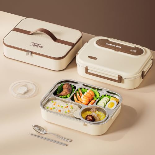 Caja bento aislada de 5 compartimentos de acero inoxidable para mantener tu comida caliente 7
