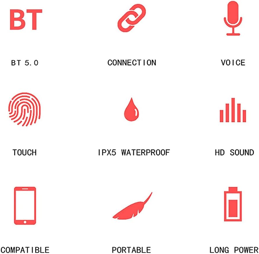 Icons representing key features of Lenovo QT82 TWS Earphones