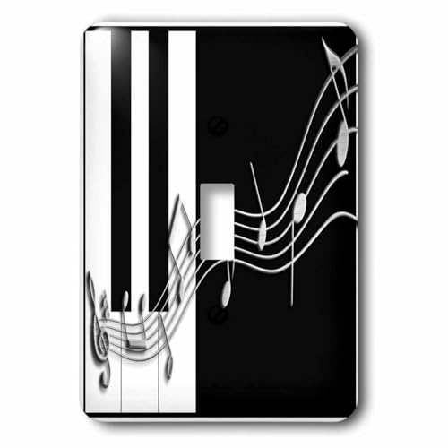 Interrupteur à bascule notes de musique argenté pour remplacer plaque standard - 2