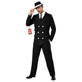 Fun Shack Disfraz de gángster para hombre, disfraz de Halloween de los años 20 para hombre, traje vintage de mafioso para fiestas de adultos, talla L