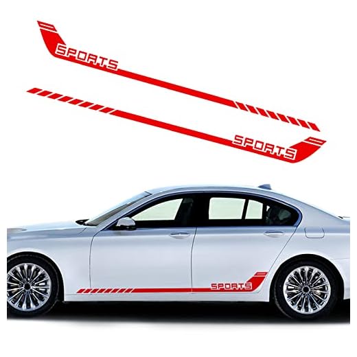 nuoozy Universal Car Side Skirt Decal Stickers Body Side Sports Racing Stripe Graphic Stickers NJ016 Red (2Pcs)