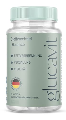Glucavit Metabolic Balance, Veganes Nahrungsergänzungsmittel, 60 Kapseln, Fatburner, Verdauung und Vitalität