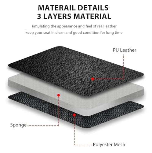 Car Fit for Seat Covers Black Fashions Sports Fit for Seat Covers PVC Fabric Car Fit for Seat Cover Universal Interior Accessories(5PCS Black) - Image 6