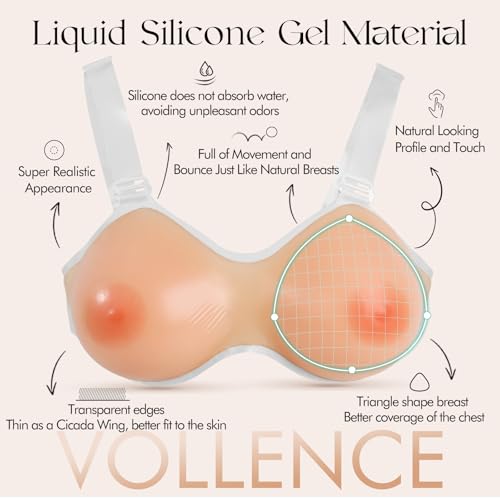 Vollence Silicone Breast Forms with Straps Fake Boobs Bra Inserts Breast Enhancers Mastectomy Prosthesis2