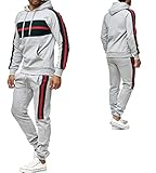 iProfash Herren Trainingsanzug/Muhammad Ali Hose + Hoodie Slimfit (9402 GRAU, M)