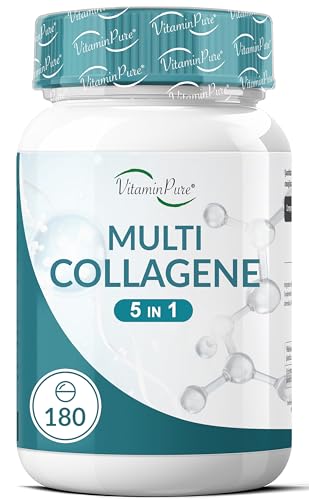 VitaminPure - MultiCollagene Idrolizzato PURO 100% | Peptidi di Collagene Marino e Bovino Tipo 1, 2, 3, 5, 10 | Collagene integratore per pelle, ossa, capelli, unghie e articolazioni