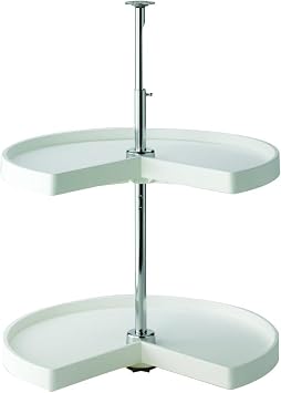 KV Lazy Susan Kidney Shaped 2 Polymer Shelves 24" Set White