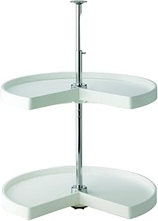 KV Lazy Susan Kidney Shaped 2 Polymer Shelves 24" (Set) White