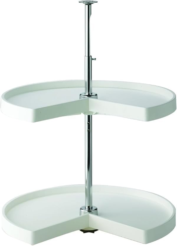 KV Lazy Susan Kidney Shaped 2 Polymer Shelves 24" (Set) White by Knape & Vogt - Used condition - US$55.06