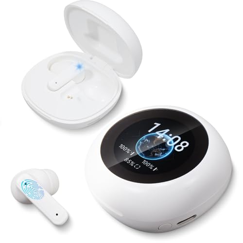 Image of Wireless Earbuds, ANC /ENC Noise Cancelling Earbuds with Touch Screen, Bluetooth 5.4 Ear Buds with LED Charging Case, 40H Stereo Sound, IPX7 Waterproof Earphones with 6 EQ Modes for iOS Android (White)