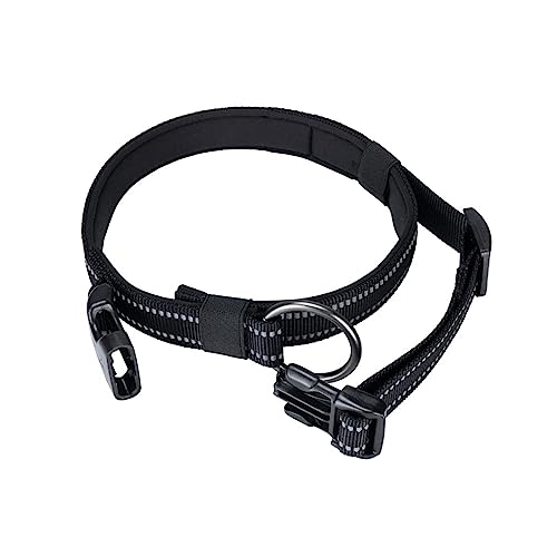 EXCELLENT ELITE SPANKER Reflective Dog Collar Classic Soft Padded Breathable Nylon Adjustable Pet Collar with Quick Release Buckle for Boy Girl Male Female Puppies Small Medium Large Dogs(L-BLK) - Image 3