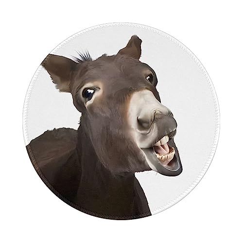 Tapis de souris rond Funny Donkey avec bords cousus anti-effilochage durable