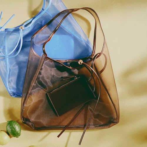 Bolso de playa de malla transparente tipo hobo con bolsa pequeña miniatura 3