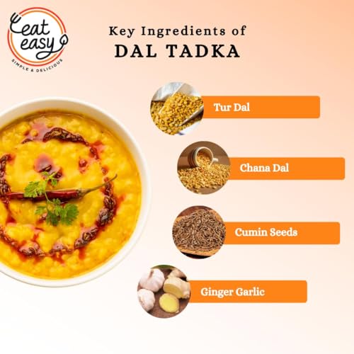 Image of Eat Easy Ready To Eat Dal Tadka- 62gm (Pack of 2) | Made with Tur Dal, Chana Dal & Cow Ghee| Freeze-Dried, Lightweight, Instant Dal for Travel, Camping, Trekking, Quick Lunch, Dinner | Homestyle Taste, Just Add Hot Water