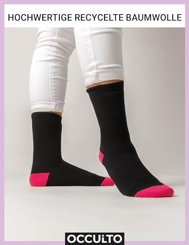 Occulto 10 PAAR SOCKEN für DAMEN aus BAUMWOLLE (Modell: Gertrud) Schwarz-pink 39-42