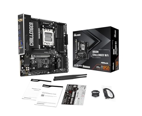 Image of ASRock B850M Challenger WiFi Socket AM5 Micro-ATX Motherboard, B850, Supports AMD Ryzen 9000 /8000 /7000 Series, DDR5 8000+(OC), PCIe 5.0, WiFi 7, 2.5G LAN, Lightning Gaming Ports