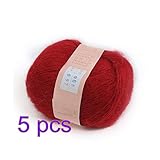 Farbe: Rot Cool Mall 5 x weich natur Angola Mohair Kaschmir Wolle stricken Knäuel Garn, Rot rot