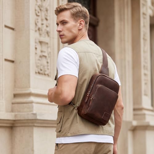 S-ZONE Genuine Leather Sling Bag Unisex