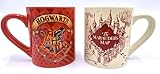Silver Buffalo Harry Potter Ceramic Mug Set of Two (2) 14 oz Coffee Mugs – Hogwarts Crest & The Marauder’s Map – Wrap around Graphics.