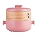 Produktbild Japanisch Doppel-decker Dampfer Kasserolle,2.5L Haushalt Eintopftopf Keramik Schmortopf,Offene Flamme Hitze-resistent Suppentopf Rosa 2.5 Liter