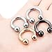 Uqnwbdq 6g Septum Rings Horseshoes Gauge Ear Earrings Plugs Tunnels Stretching Piercing Kit Silver Surgical Stainless Steel Earring hoop Genital prince albert Pa Ring Piercing Jewelry women men 16mm
