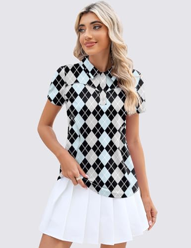 Image of TFSDOD Womens Golf Polo Shirts Collared Short Sleeve T Shirt Lightweight Moisture Wicking Polo Casual 3 Buttons Outfits