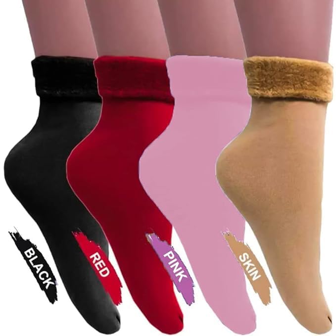 Fuzzy Thermal Winter Socks for Women, Plush Lining, Multi-Colour Pack-picture-40