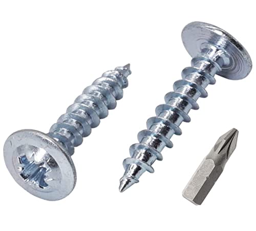 (250 Stück) Verzinkter Stahl 4,0 x 20 mm Holzschrauben, Metallschrauben, modifizierter Halsspannkopf, Selbstschneidend (250, 4,0 x 20 mm)