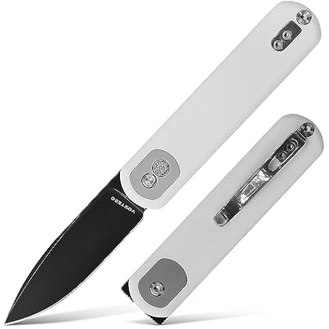Vosteed Corgi Small Folding Knife, Flipper Knife with Clip for Men Women Gifts, Patented Trek Lock Pocket Knife 2.99" Sandvik 14C29N Blade, G10 Handle for EDC Cover