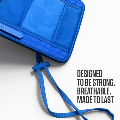 Image of VENTURE 4TH Neck Wallet for Women & Men - RFID Blocking Passport Holder for Travel, Hidden Neck Pouch with 6 Compartments, Slim Lightweight Travel Organizer with Adjustable Strap, Durable Nylon, Sleek