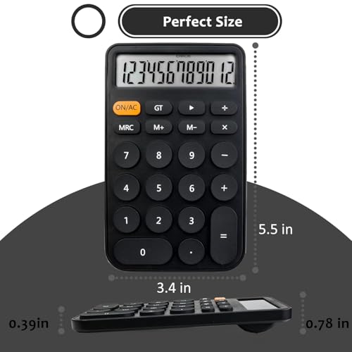 Image of VEWINGL Basic Desktop Calculator, 12 Digit Large Display and Big Buttons | Modern Minimalist Design for School, Office, Home, and Everyday Use