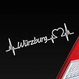 Autoaufkleber in einer von 18 Farben: Würzburg Herz Puls Stadt City Sticker Liebe Love - Inkl. Anleitung zum einfachen und schnellen Aufbringen