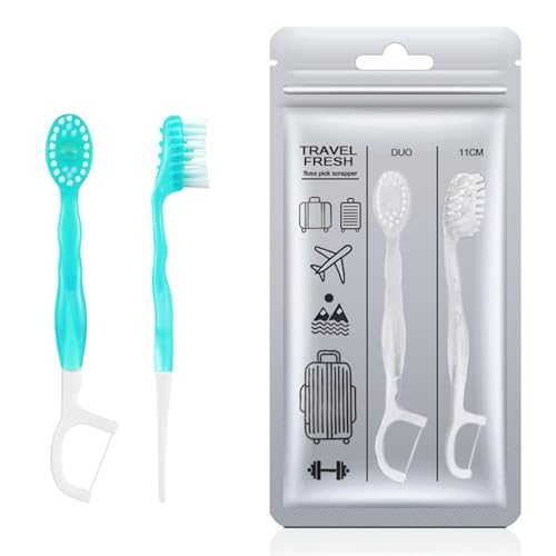 +skin TravelFresh Disposable Travel Toothbrush Set with Mint Toothpaste & Floss – 6 Packs of 2 (Total 12 Brushes), Compact for Travel, Camping, Work, Outdoors, and Gym