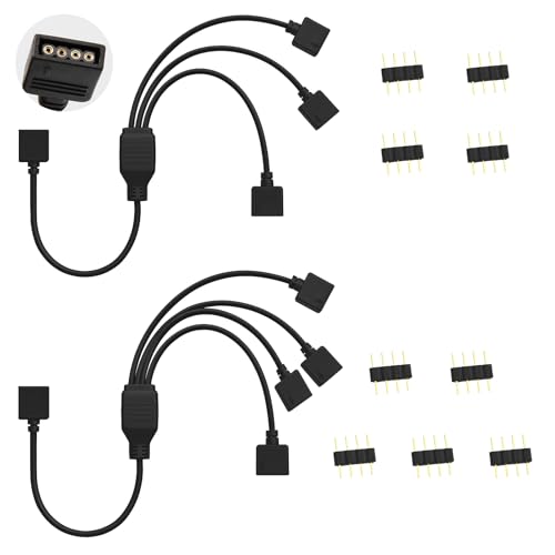 2 Piezas Cable divisor ARGB, 5V, 4 Pines, 1 Female to 4 Female, 4 Pin Splitter Cable, Cables Divisor 4 Pins 1 a 3 Femal to Male ARGB Splitter Cables de 30 cm para Ventiladores y Tiras LED RGB PC