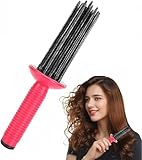 Neuvikter Curly Hair Styler Tool, 17 Teeth Curling Roll Comb - Rose red+Black, Hair Salon Professional Curling Brush for Home Use