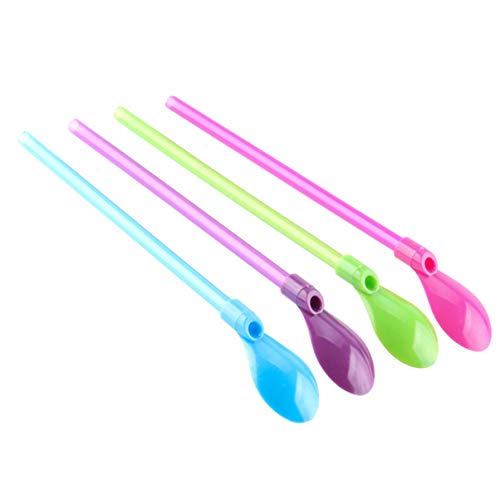Colher de plástico com canudo UPKOCH, canudos destacáveis, utensílios de cozinha, artigos de anivers