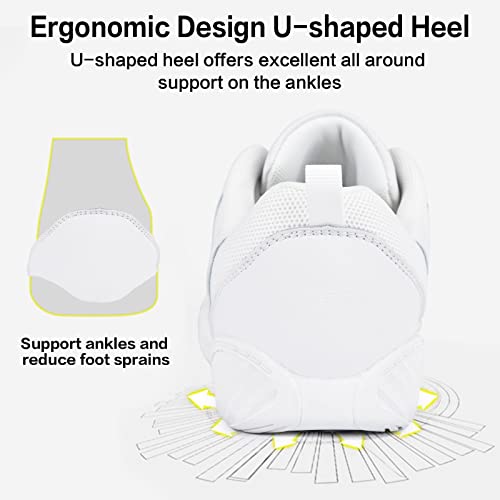 CADIDL Cheer Shoes for Women White Cheerleading Athletic Dance Shoes Girls Flats Tennis Walking Sneakers