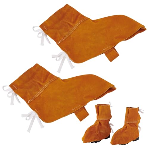 PH PandaHall 1 Pair Leather Welding Spats Welder Shoe Protector Welding Gaiters, Heat and Abrasion Resistant Welder Boot Covers Fire Resistant Boot Protection for Protect Shoes Foot