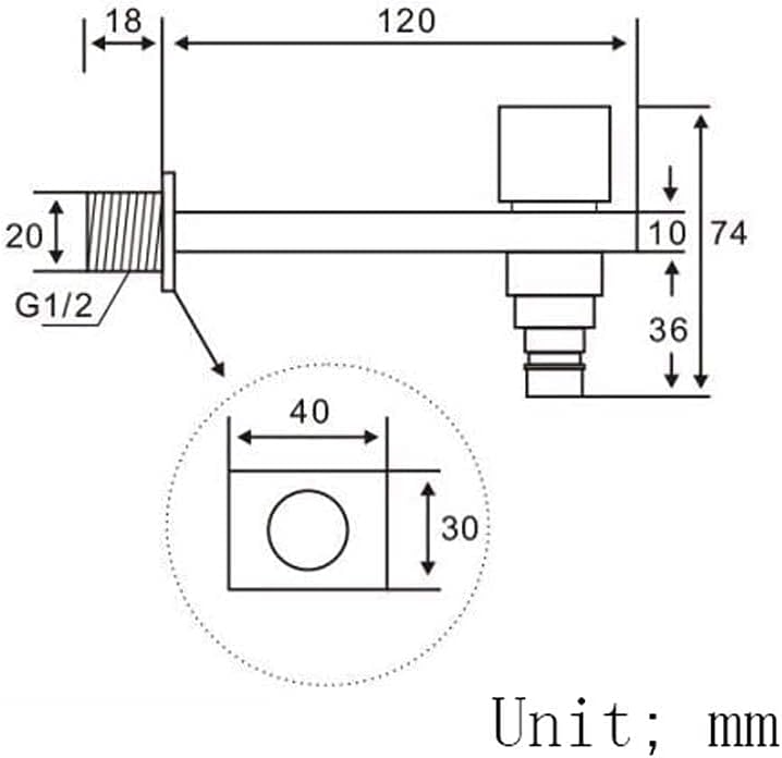 -Taps,Faucets,Hot Cold All Copper Mop Pool Faucet Square Personality Washing Mouth Water-Tap Balcony into The Wall Single Cold Water Nozzle Tap