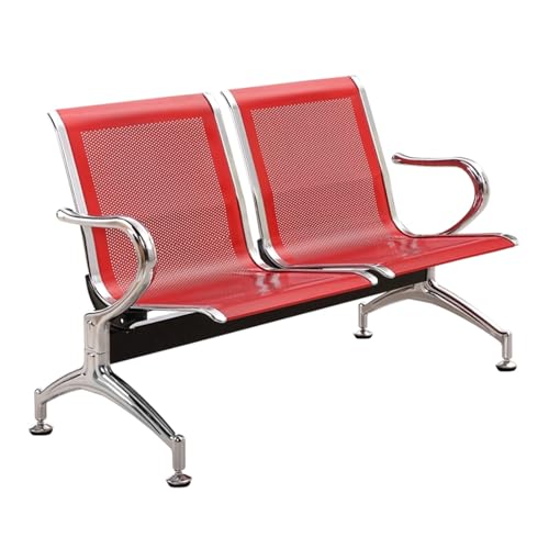WDSOPK 2-Seat Waiting Room Bench, Office Reception Chairs with Backrests & Arms, Comfortable Guest Seating for Office, Bank & Airport(Red)
