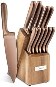 Cambridge Silversmiths Rame Cutlery Set with Block, 12-Piece Set