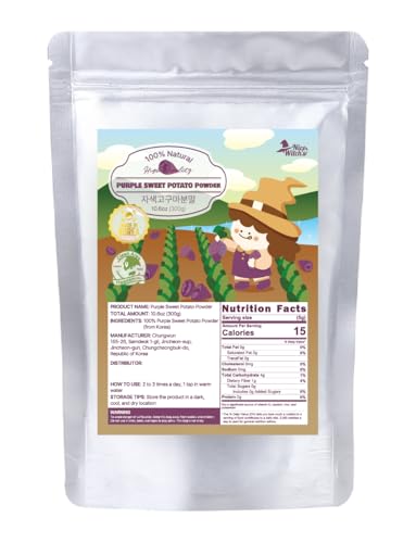 Nice Witch’s Korean Purple Sweet Potato Powder, 100% Natural, Fine Powder for Ube-Style Lattes, Smoothies & Baking, 10.58 oz (300 g)