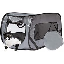 Downtown Pet Supply - Puppy Playpen & Pop-Up Tent - Foldable Dog Crate - Giant - Grey - 21.5 in x 21.5 in - Straps for Cat Car Seat