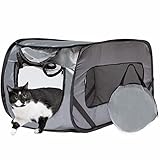 Puppy Playpen & Pop-Up Cat Tent - Pet Playpen for Dogs or Downtown Pet Supply - Foldable Cat Crate - with Straps for Cat Car Seat - Giant - Grey - 21.5 in x 21.5 in