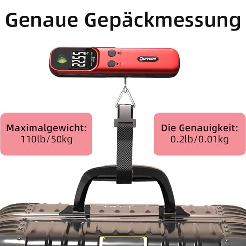 Luggage Scale, Digital Suitcase Weighing Scales for Travel, 110lb/50kg Capacity, Portable Hanging Scale with Backlit LCD, Essential Travel Essentials for Frequent Flyers & Holiday Makers - Image 3